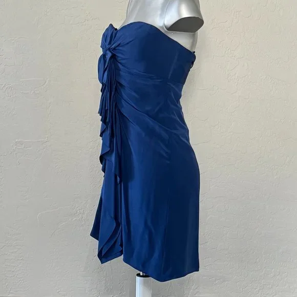 NWT Blue Silk Strapless Dress BCBGMaxAzria - Picture 3 of 8